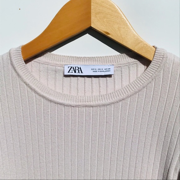 ZARA Women’s cream knit puff sleeve top - Picture 4 of 5
